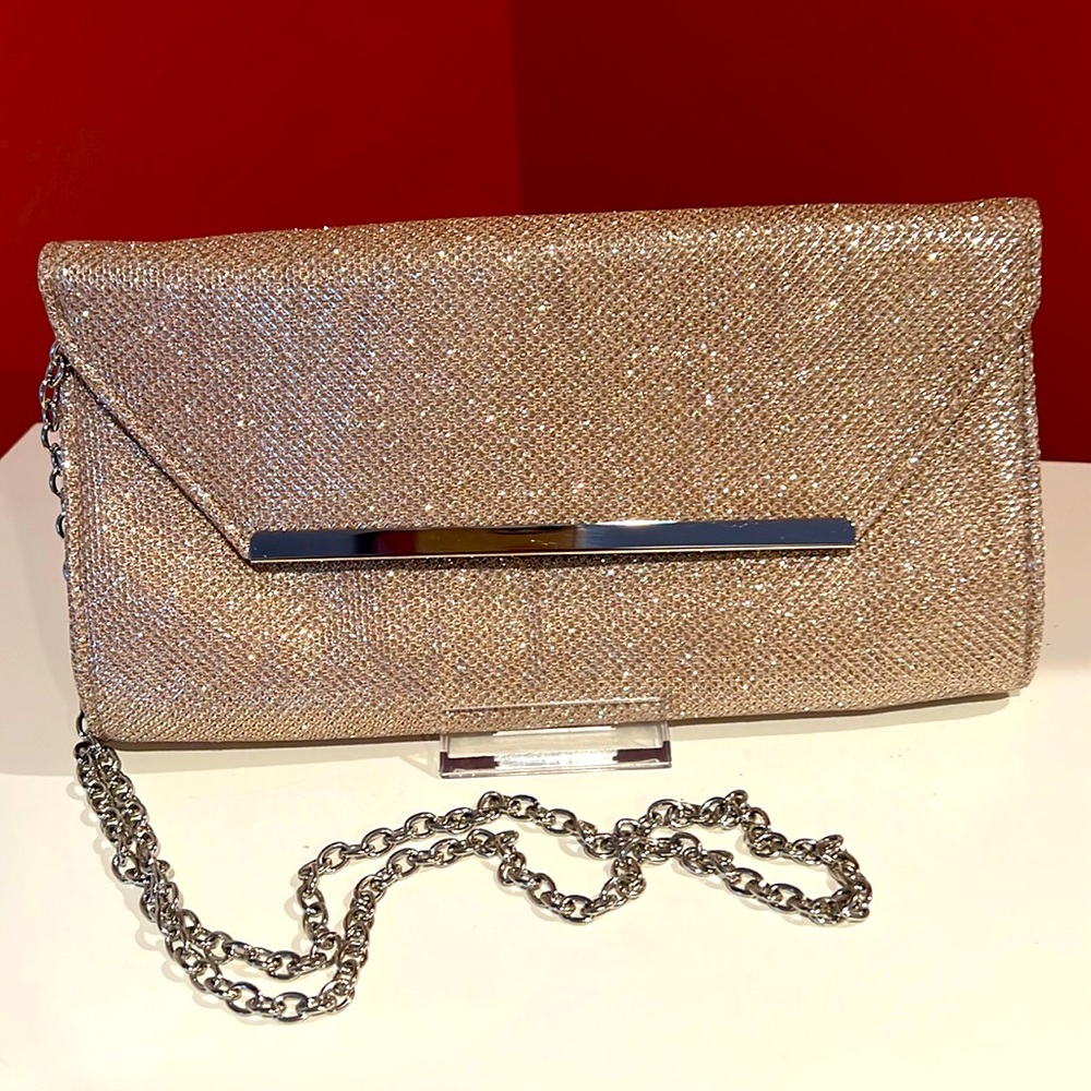 Glint Gold and Chrome Clutch/Crossbody Purse